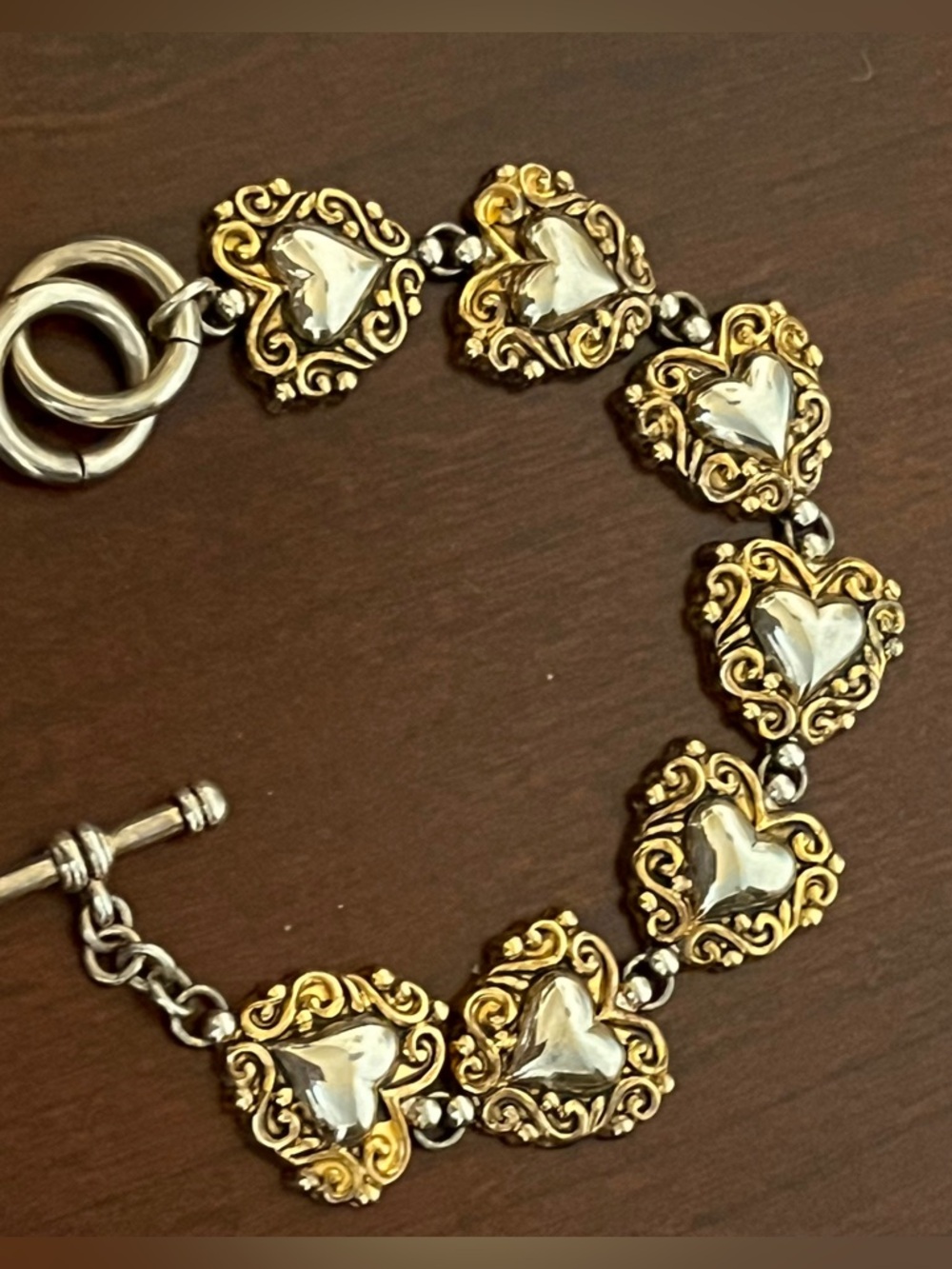 Gold & Silver Heart Link Bracelet - Women Jewelry